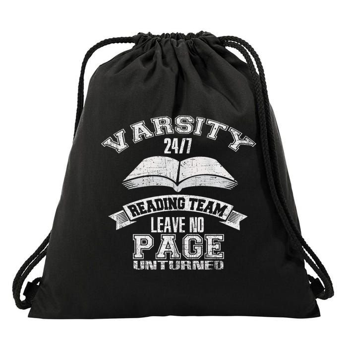 Varsity Reading Team 24 7 Funny Book Lovers Drawstring Bag