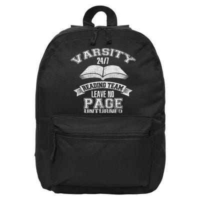Varsity Reading Team 24 7 Funny Book Lovers 16 in Basic Backpack