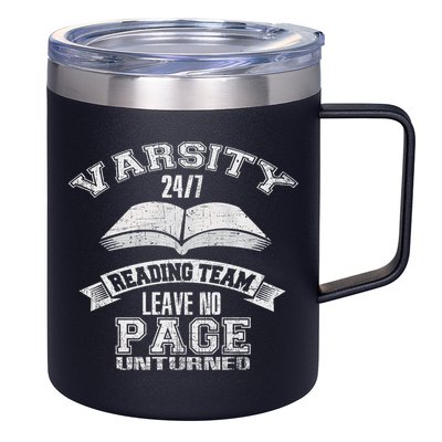 Varsity Reading Team 24 7 Funny Book Lovers 12oz Stainless Steel Coffee Mug