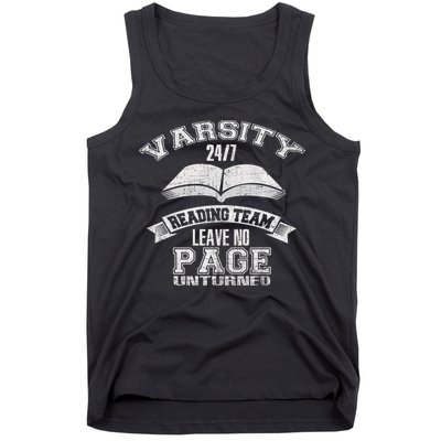 Varsity Reading Team 24 7 Funny Book Lovers Tank Top