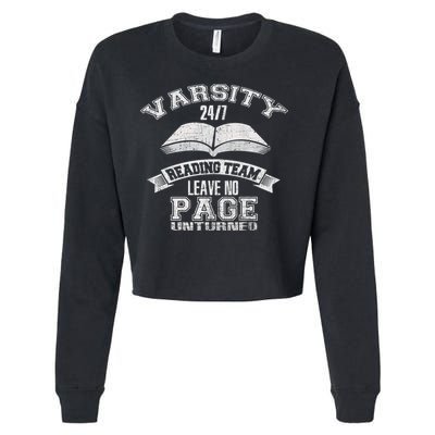 Varsity Reading Team 24 7 Funny Book Lovers Cropped Pullover Crew