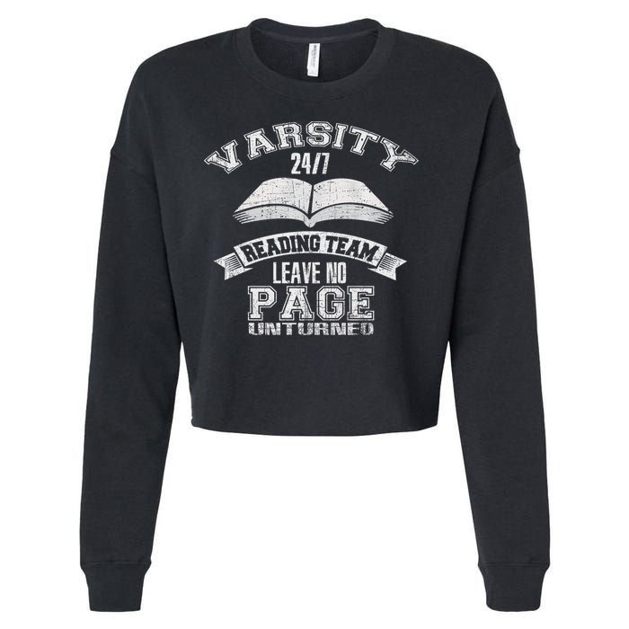Varsity Reading Team 24 7 Funny Book Lovers Cropped Pullover Crew