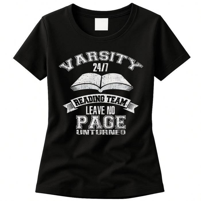 Varsity Reading Team 24 7 Funny Book Lovers Womens T-Shirt