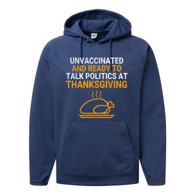 Vintage Ready To Talk Politics At Thanksgiving Funny Performance Fleece Hoodie