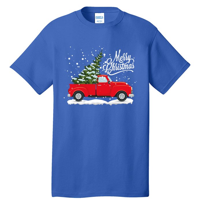 Vintage Red Truck Christmas Tree Cute Gift Tall T-Shirt