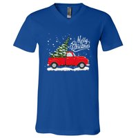 Vintage Red Truck Christmas Tree Cute Gift V-Neck T-Shirt