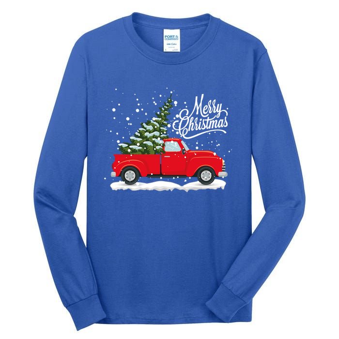 Vintage Red Truck Christmas Tree Cute Gift Tall Long Sleeve T-Shirt