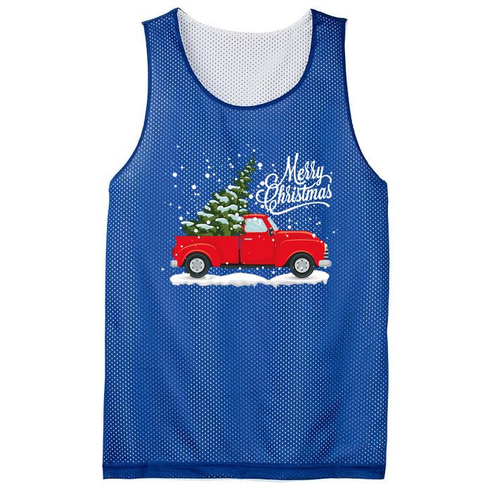 Vintage Red Truck Christmas Tree Cute Gift Mesh Reversible Basketball Jersey Tank