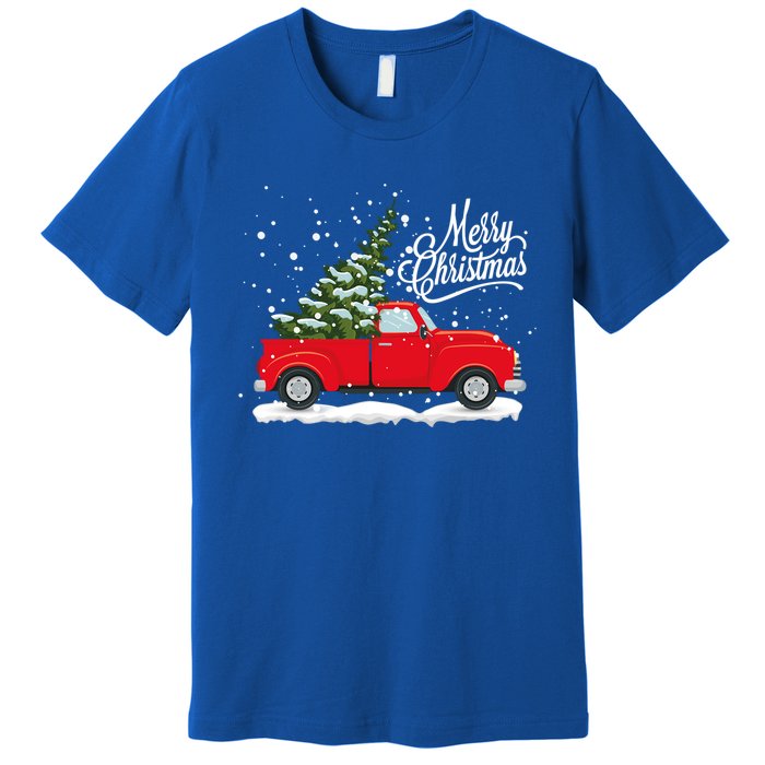 Vintage Red Truck Christmas Tree Cute Gift Premium T-Shirt