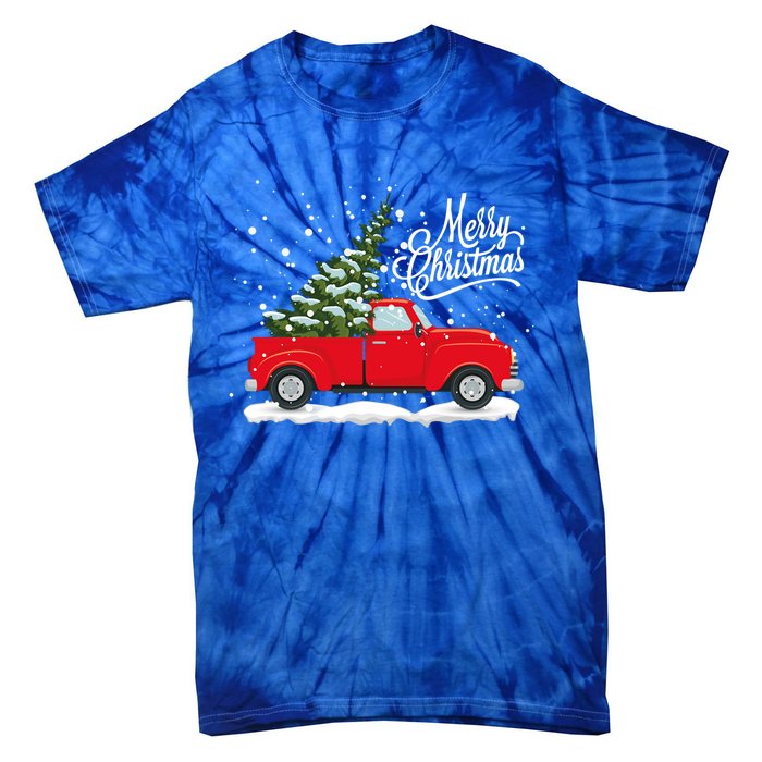 Vintage Red Truck Christmas Tree Cute Gift Tie-Dye T-Shirt