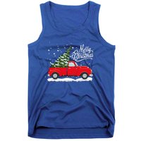 Vintage Red Truck Christmas Tree Cute Gift Tank Top