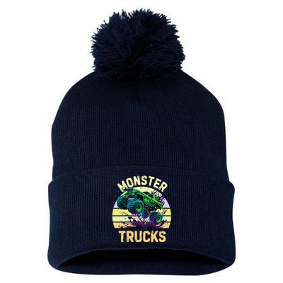 Vintage Retro Trucks Monster Truck Rolling Gift Pom Pom 12in Knit Beanie