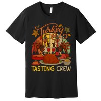 Vintage Retro Turkey Tasting Crew Thanksgiving Drinking Wine Premium T-Shirt