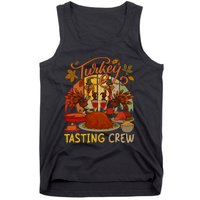 Vintage Retro Turkey Tasting Crew Thanksgiving Drinking Wine Tank Top