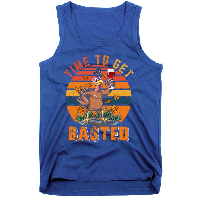 Vintage Retro Time To Get Basted Funny Turkey Ing Wine Gift Tank Top