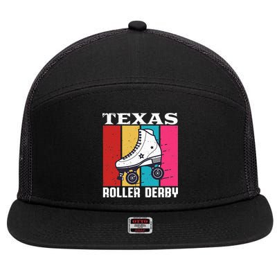 Vintage Retro Texas Roller Derby Women Roller Skating 7 Panel Mesh Trucker Snapback Hat