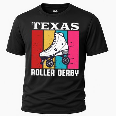Vintage Retro Texas Roller Derby Women Roller Skating Cooling Performance Crew T-Shirt