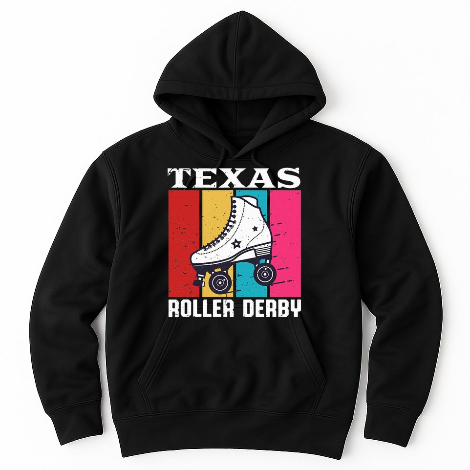 Vintage Retro Texas Roller Derby Women Roller Skating Hoodie