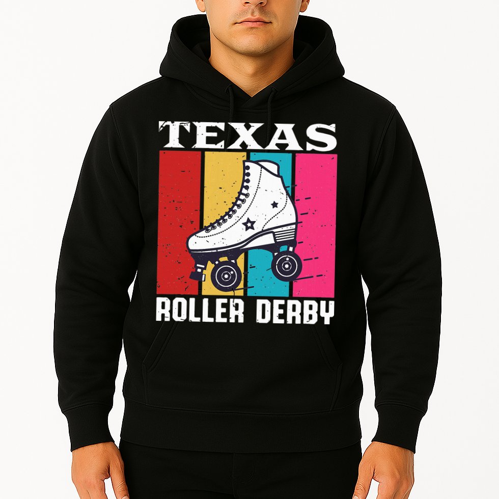 Vintage Retro Texas Roller Derby Women Roller Skating Hoodie