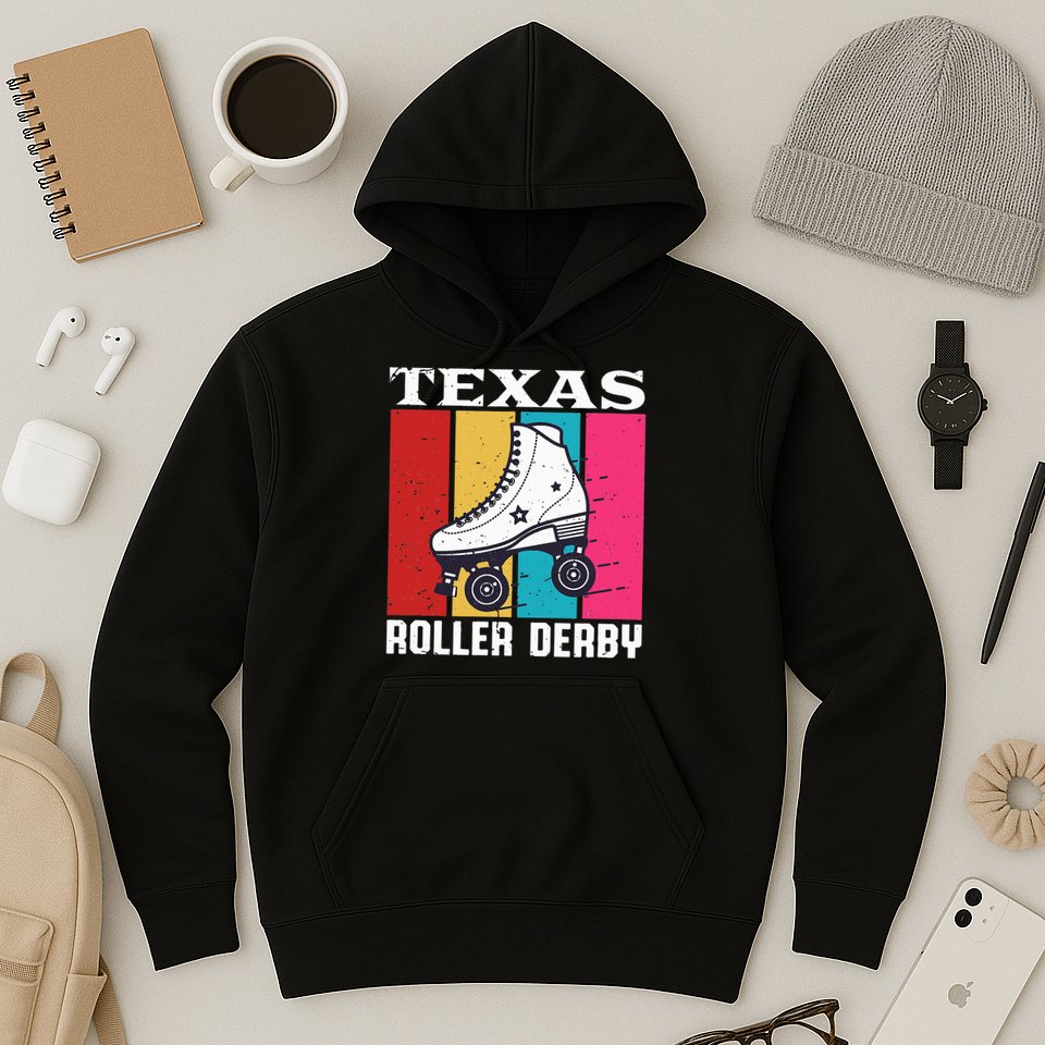 Vintage Retro Texas Roller Derby Women Roller Skating Hoodie