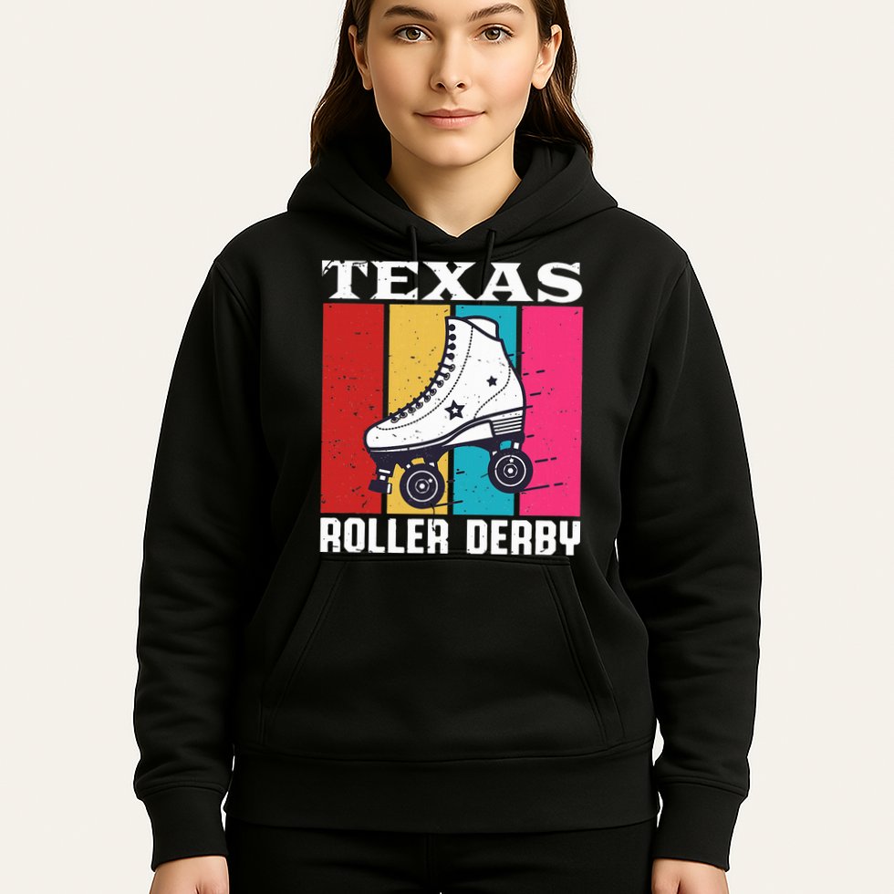 Vintage Retro Texas Roller Derby Women Roller Skating Hoodie