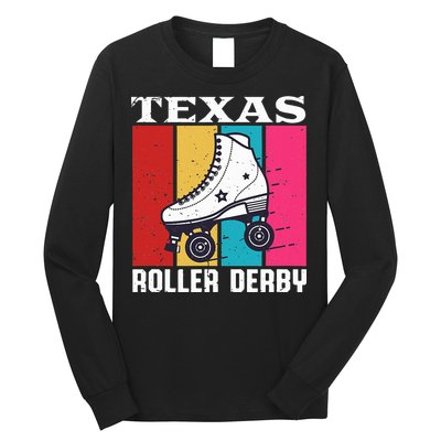 Vintage Retro Texas Roller Derby Women Roller Skating Long Sleeve Shirt
