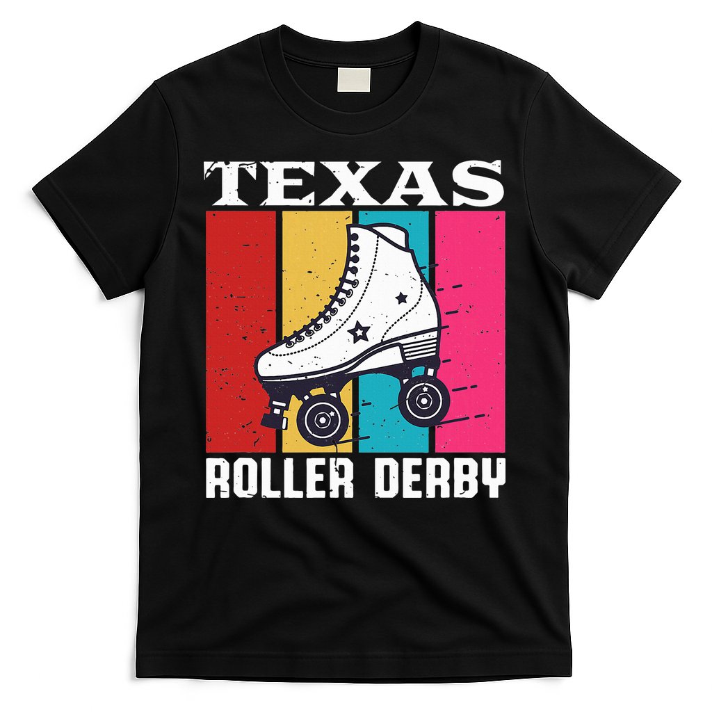 Vintage Retro Texas Roller Derby Women Roller Skating T-Shirt