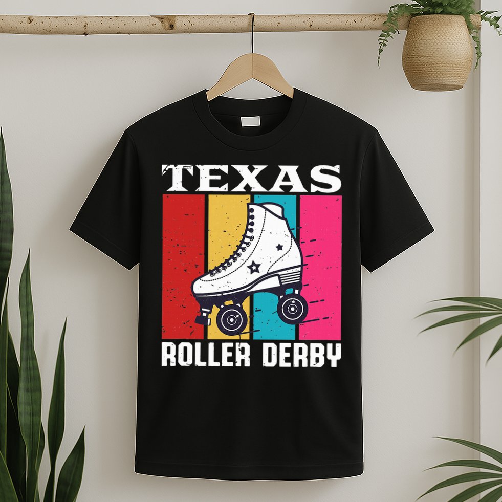 Vintage Retro Texas Roller Derby Women Roller Skating T-Shirt