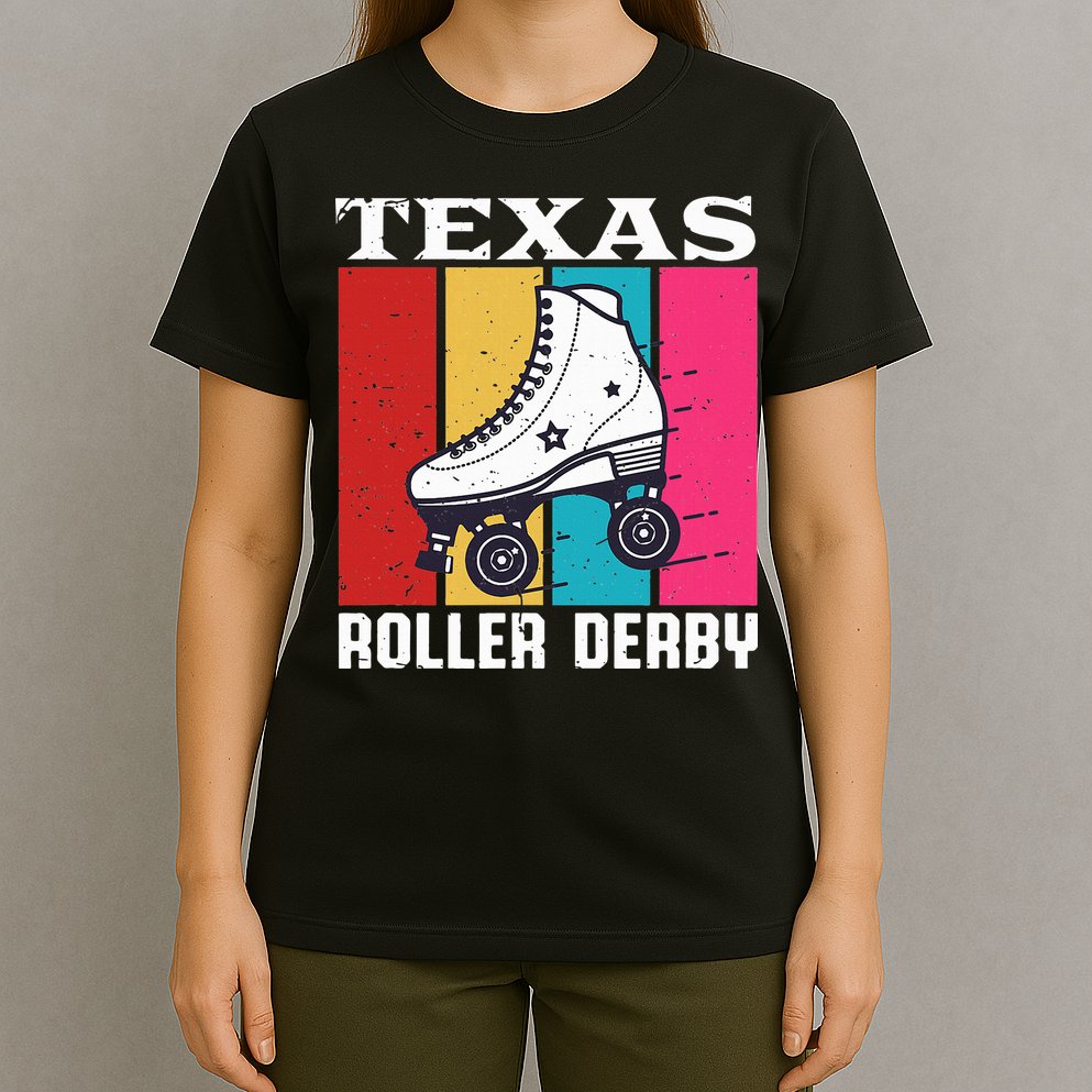 Vintage Retro Texas Roller Derby Women Roller Skating T-Shirt
