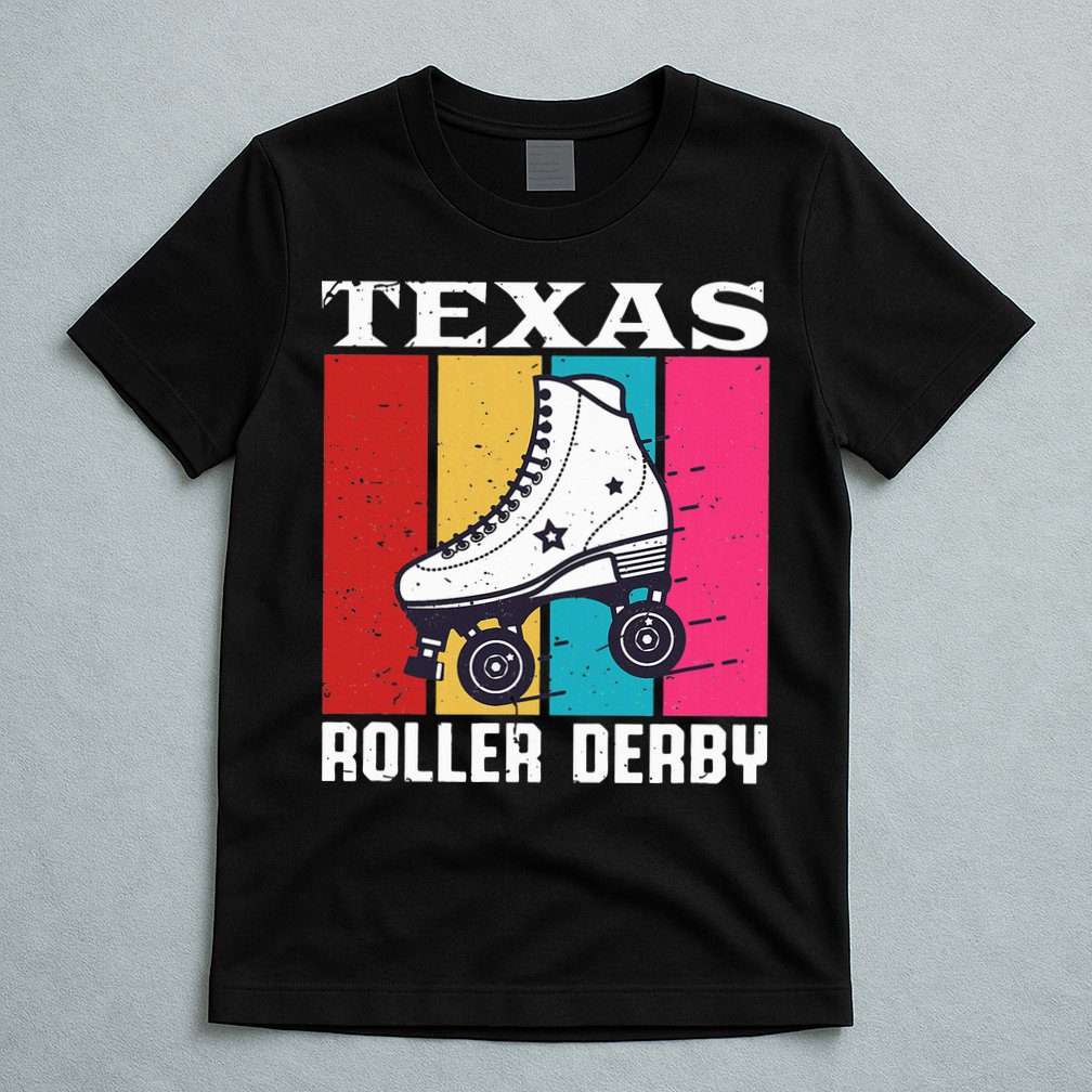 Vintage Retro Texas Roller Derby Women Roller Skating T-Shirt
