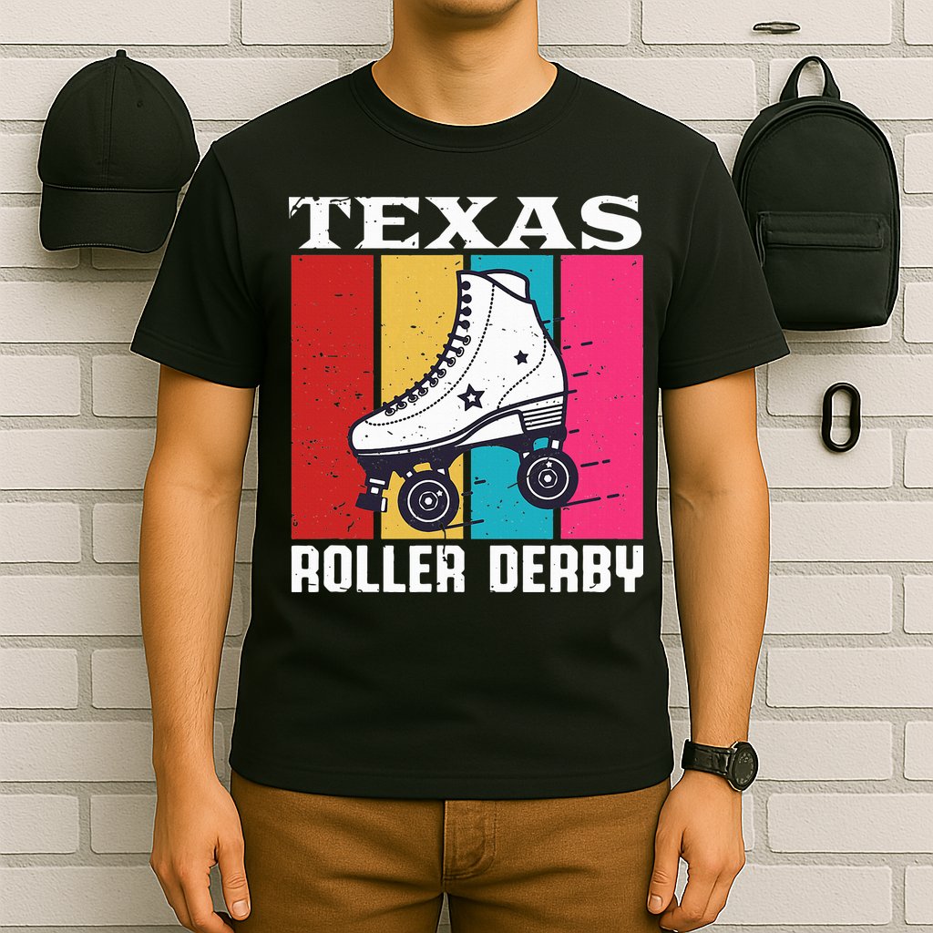 Vintage Retro Texas Roller Derby Women Roller Skating T-Shirt