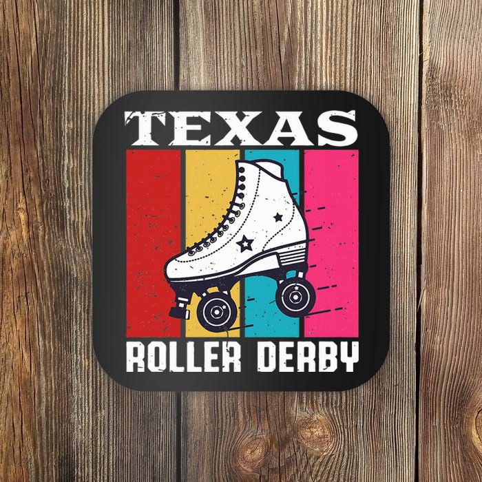 Vintage Retro Texas Roller Derby Women Roller Skating Coaster