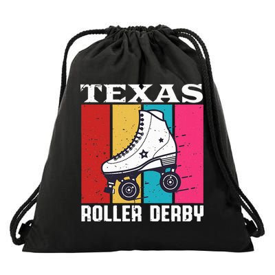 Vintage Retro Texas Roller Derby Women Roller Skating Drawstring Bag