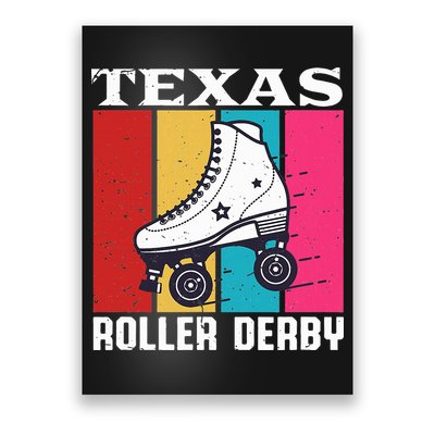 Vintage Retro Texas Roller Derby Women Roller Skating Poster