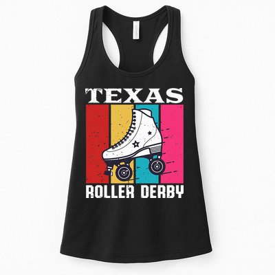 Vintage Retro Texas Roller Derby Women Roller Skating Womens Tank Top