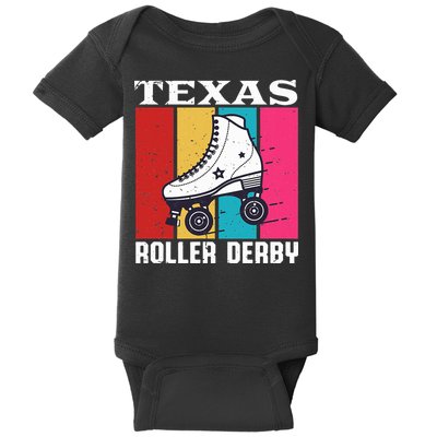 Vintage Retro Texas Roller Derby Women Roller Skating Baby Bodysuit