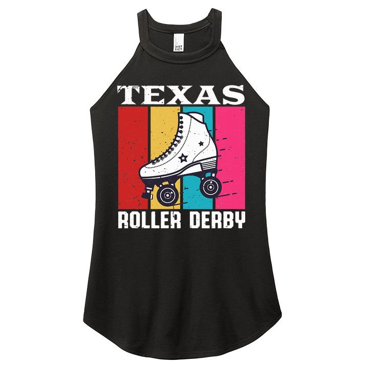 Vintage Retro Texas Roller Derby Women Roller Skating Women's Perfect Tri Rocker Tank