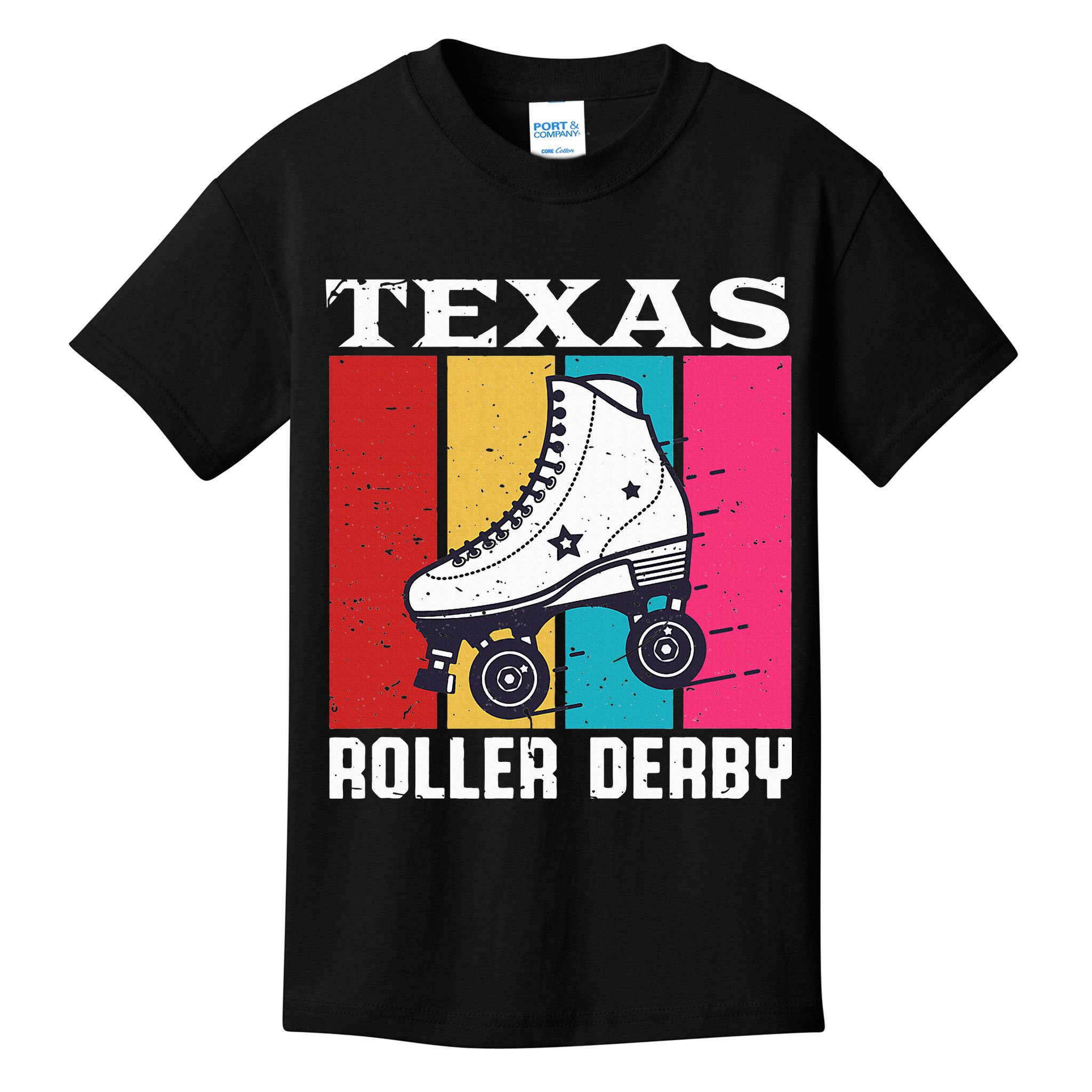 Vintage Retro Texas Roller Derby Women Roller Skating Kids T-Shirt