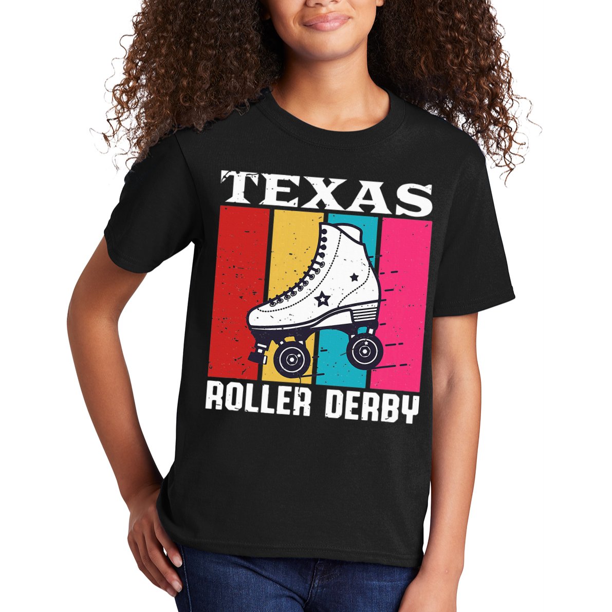 Vintage Retro Texas Roller Derby Women Roller Skating Kids T-Shirt