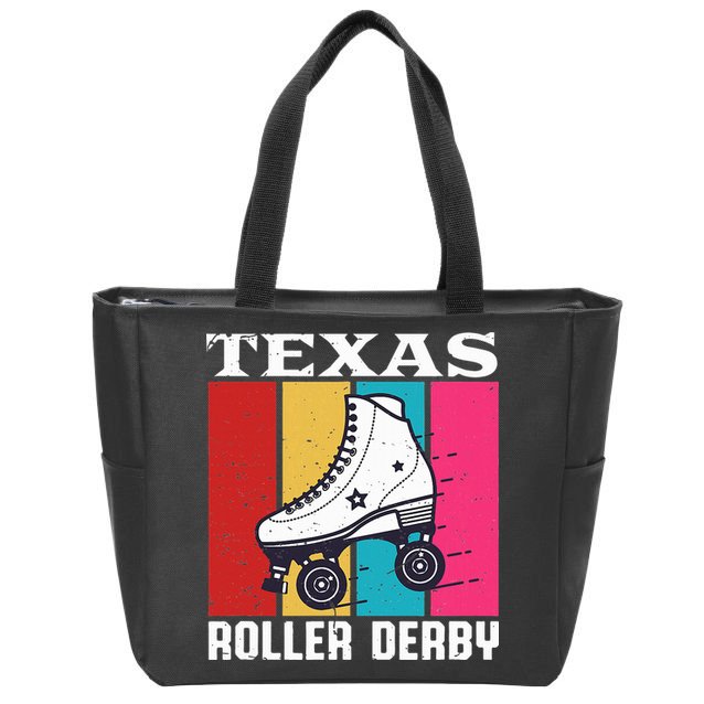 Vintage Retro Texas Roller Derby Women Roller Skating Zip Tote Bag