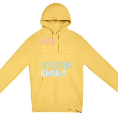 Vintage Retro This Childless Cat Lady Is Voting Kamala Harris 2024 Premium Pullover Hoodie