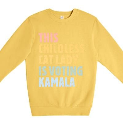 Vintage Retro This Childless Cat Lady Is Voting Kamala Harris 2024 Premium Crewneck Sweatshirt