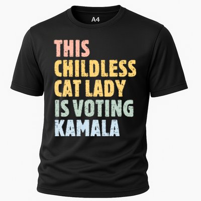 Vintage Retro This Childless Cat Lady Is Voting Kamala Harris 2024 Cooling Performance Crew T-Shirt