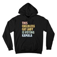 Vintage Retro This Childless Cat Lady Is Voting Kamala Harris 2024 Hoodie