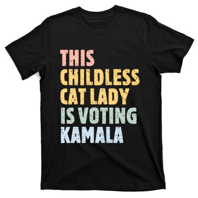 Vintage Retro This Childless Cat Lady Is Voting Kamala Harris 2024 T-Shirt