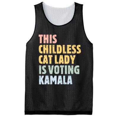 Vintage Retro This Childless Cat Lady Is Voting Kamala Harris 2024 Mesh Reversible Basketball Jersey Tank