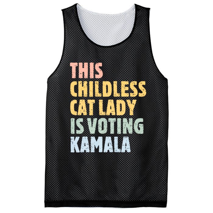 Vintage Retro This Childless Cat Lady Is Voting Kamala Harris 2024 Mesh Reversible Basketball Jersey Tank