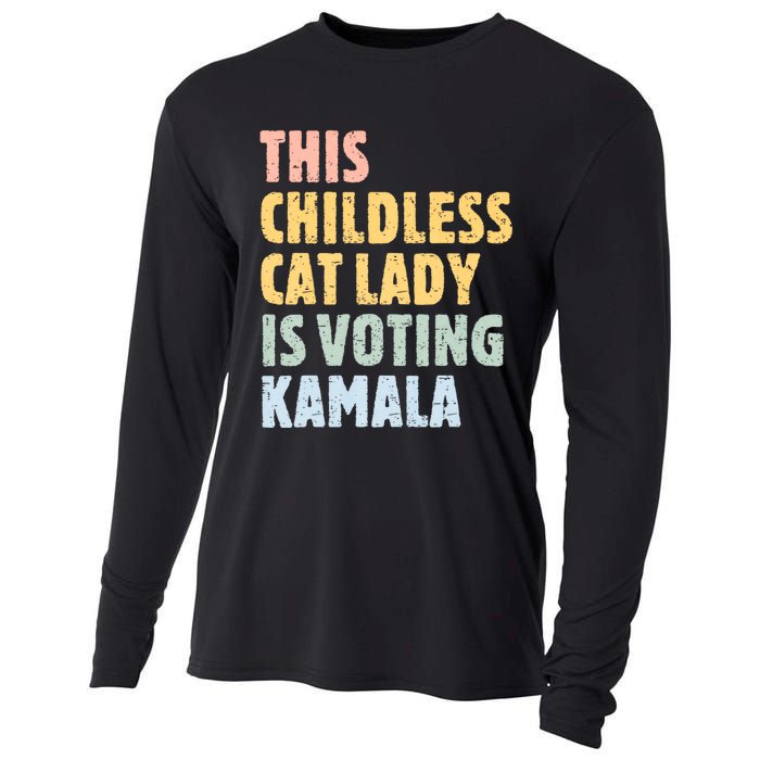 Vintage Retro This Childless Cat Lady Is Voting Kamala Harris 2024 Cooling Performance Long Sleeve Crew