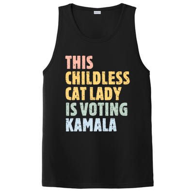 Vintage Retro This Childless Cat Lady Is Voting Kamala Harris 2024 PosiCharge Competitor Tank