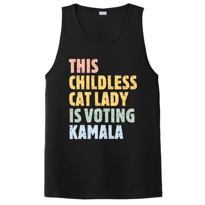 Vintage Retro This Childless Cat Lady Is Voting Kamala Harris 2024 PosiCharge Competitor Tank